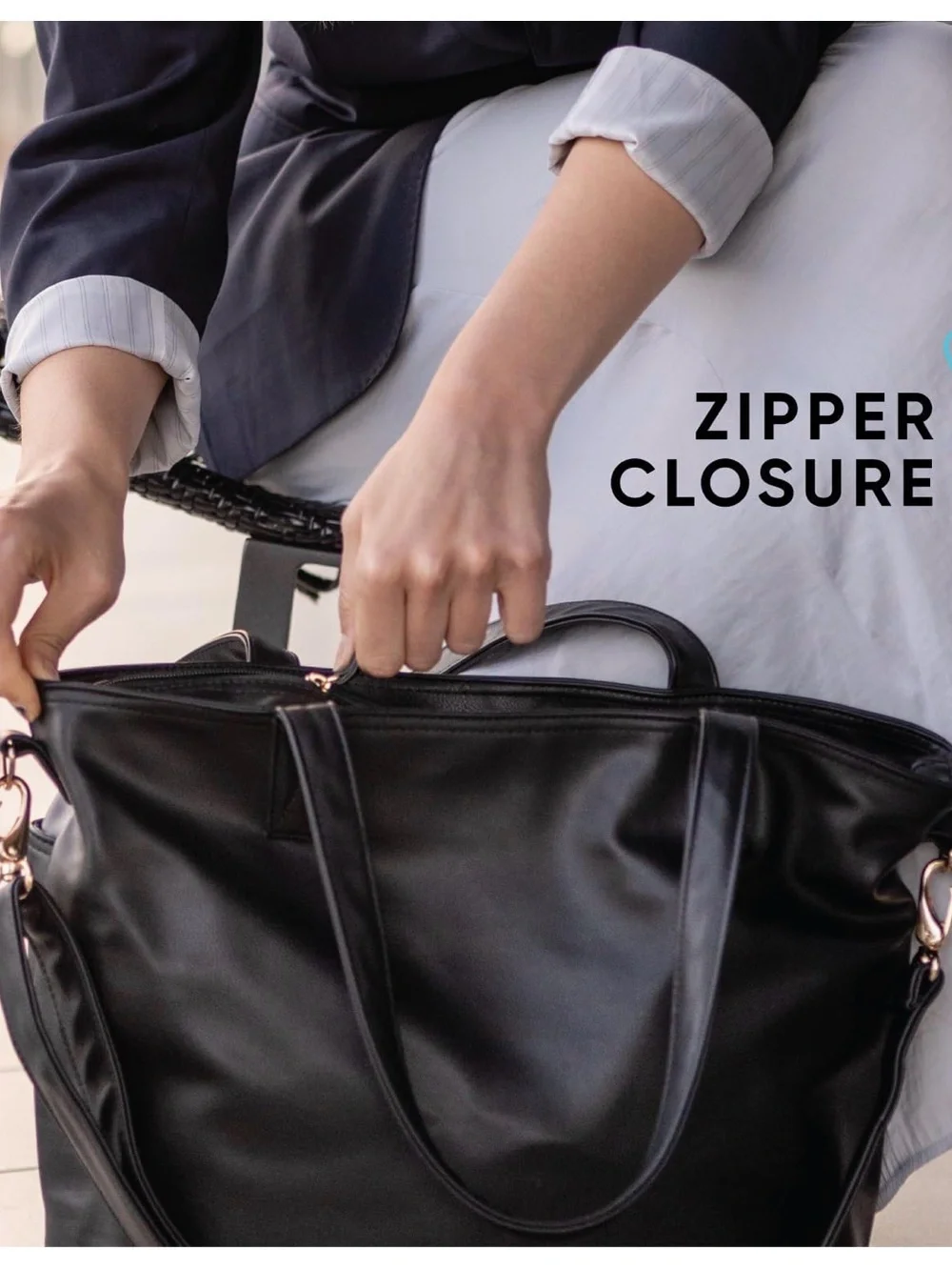Simply Modern Everyday Harper Black Tote Bag with Shoulder Straps